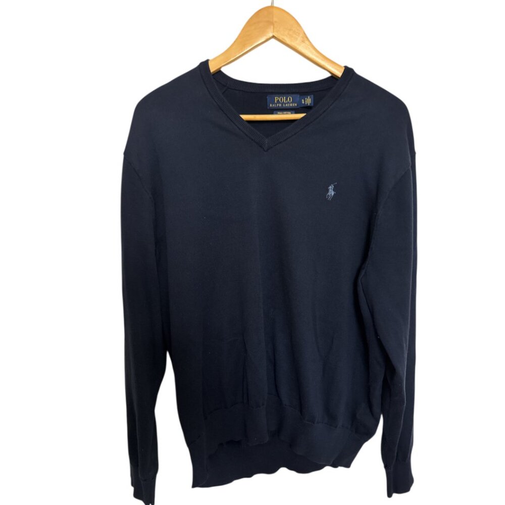Polo Ralph Lauren Sweater Men’s V-Neck Pima Cotton Navy Blue